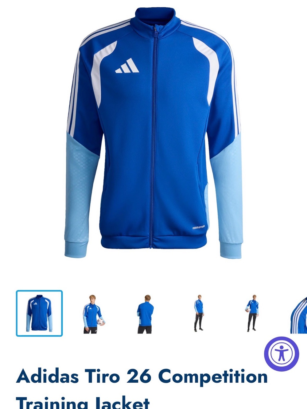 adidas Tiro 26 Full-Zip Training Jacket with Light Blue Sleeves